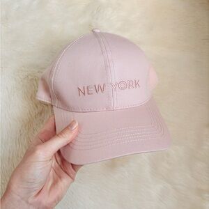 h&m baby pink embroidered new york baseball cap